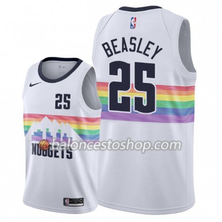 Camiseta Hombre NBA Denver Nuggets Malik Beasley 25 2018-19 Nike City Edition Blanco Swingman